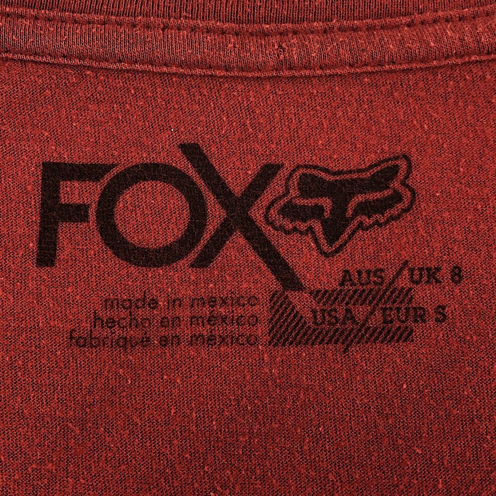 Fox Racing Red V-Neck Graphic Tee Shirt Slim Fit Cotton/Polyester Blend Size S - Picture 9 of 11